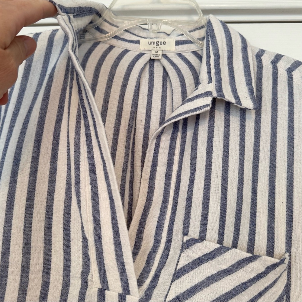 Umgee Blue Striped Tunic Top M - Picture 6 of 12